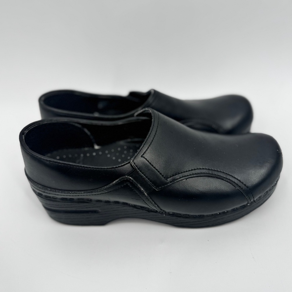 Dansko 37 Black Leather‎ Clogs Nurse Occupation Comfort Shoes US 6.5-7
